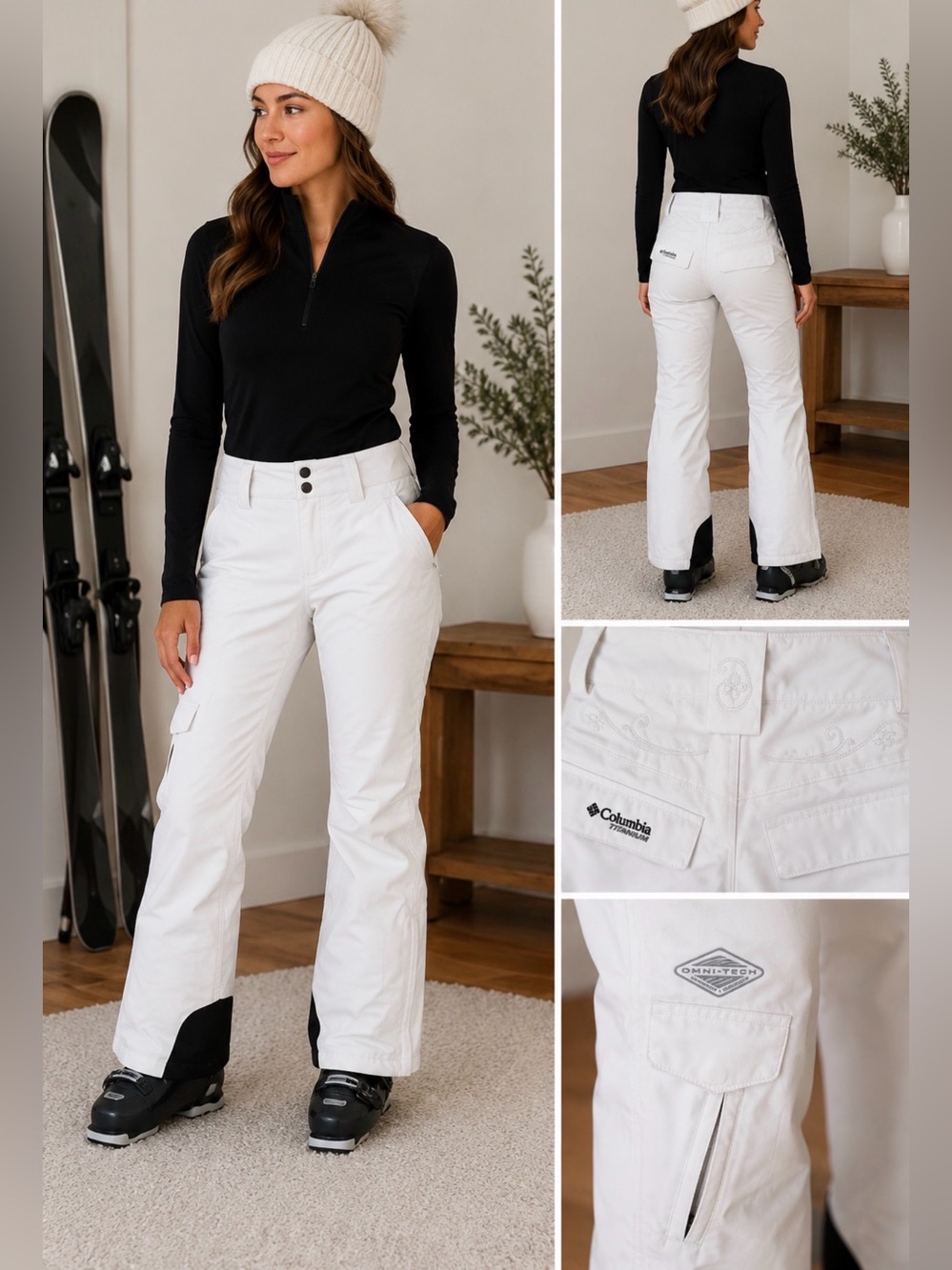 Columbia Titanium Omni-Tech White Ski Snow Pants Women’s Small Insulated
